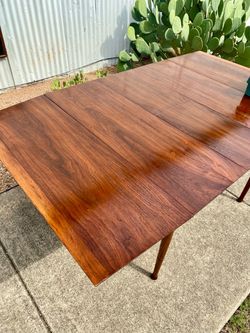 Vintage Mid Century Modern Expandable Walnut Dinner Table