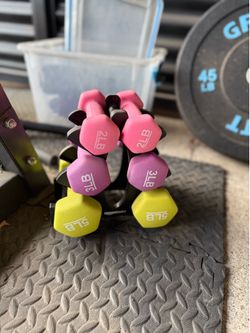 Neoprene Dumbbell Set 2lb/3lb/5lb Pairs with Rack
