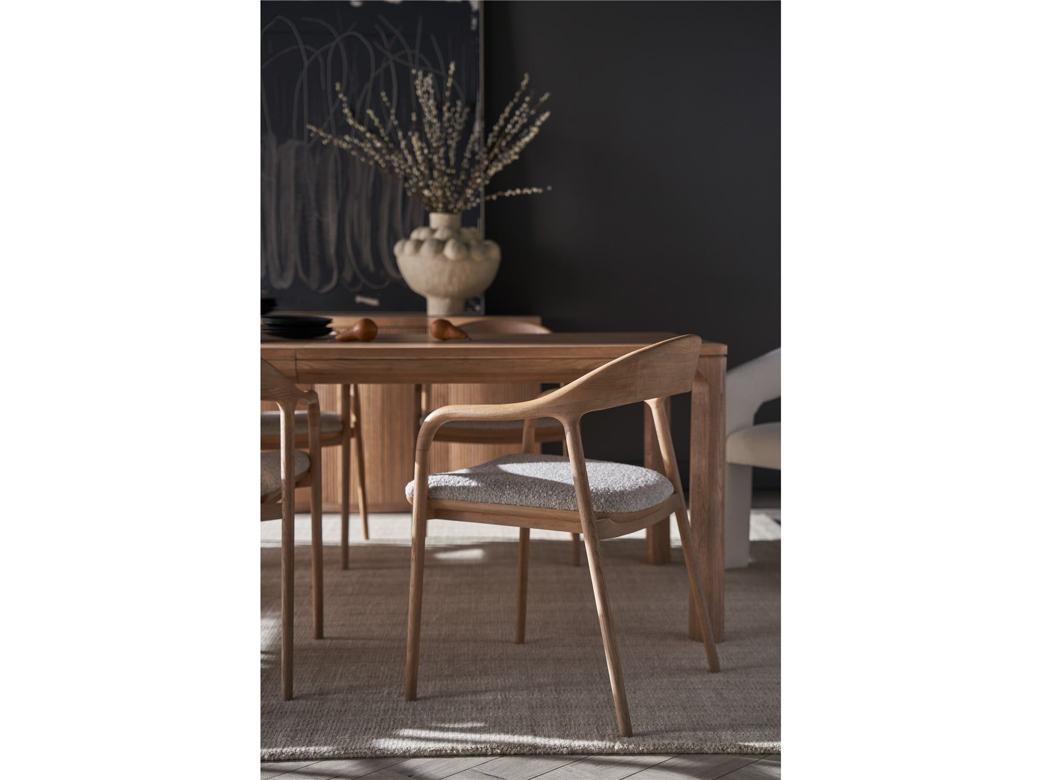 Echo Natural Oak/Medina Pebble Dining Arm Chair