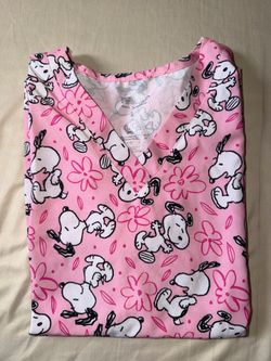 Pink Snoopy Scrub Top