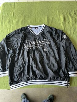Black Los Angeles Dodgers LA MLB Stitches V-neck Windbreaker size 4XL