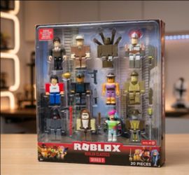 Roblox classics series 3 all 12 figures all weapons have never been removed from the plastic