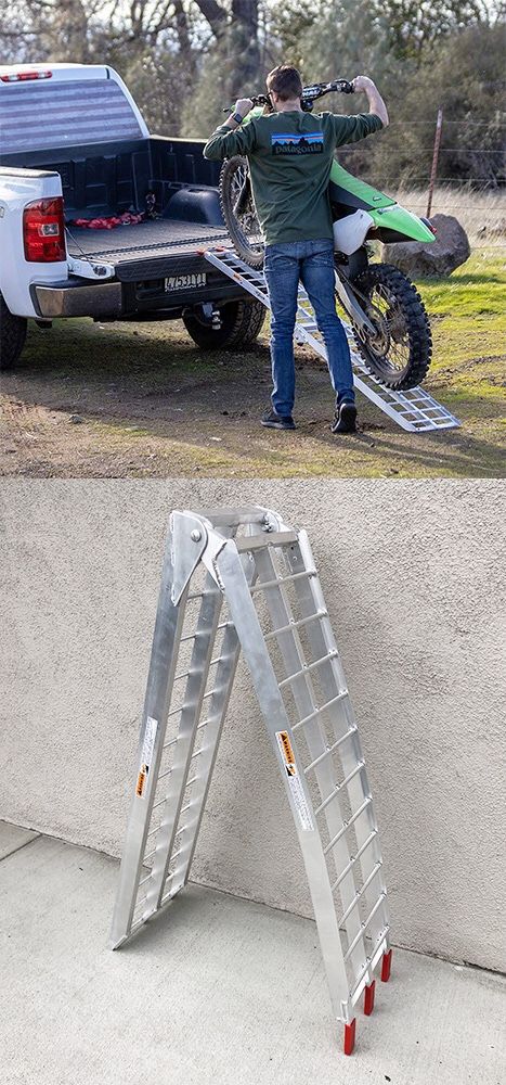 New $60 Single 7.5ft Aluminum Motorcycle Folding Loading Ramp Street Dirt Bike 750Lbs Rated