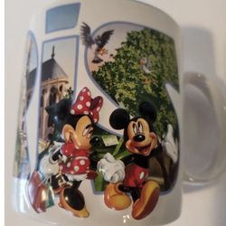 Disneyland Paris Mickey & Minnie Mouse 3D XLarge Coffee Mug Excellent Condition