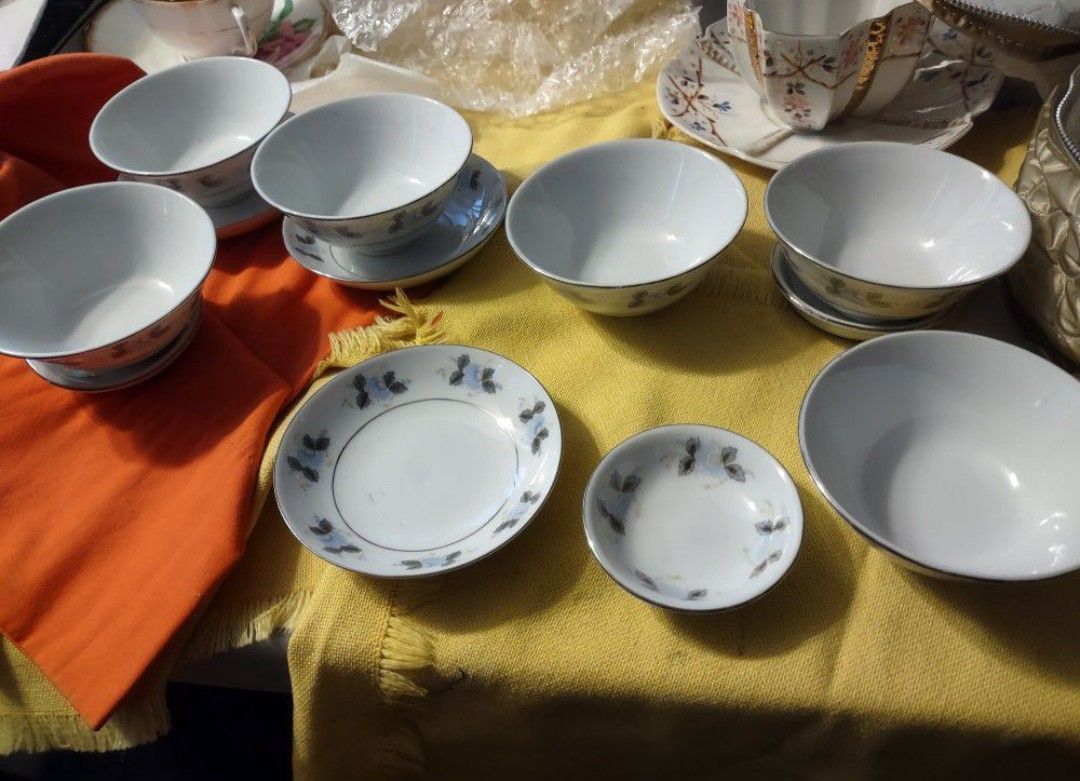 Vintage Collectible 12-piece China Dish Set Rice Bowl