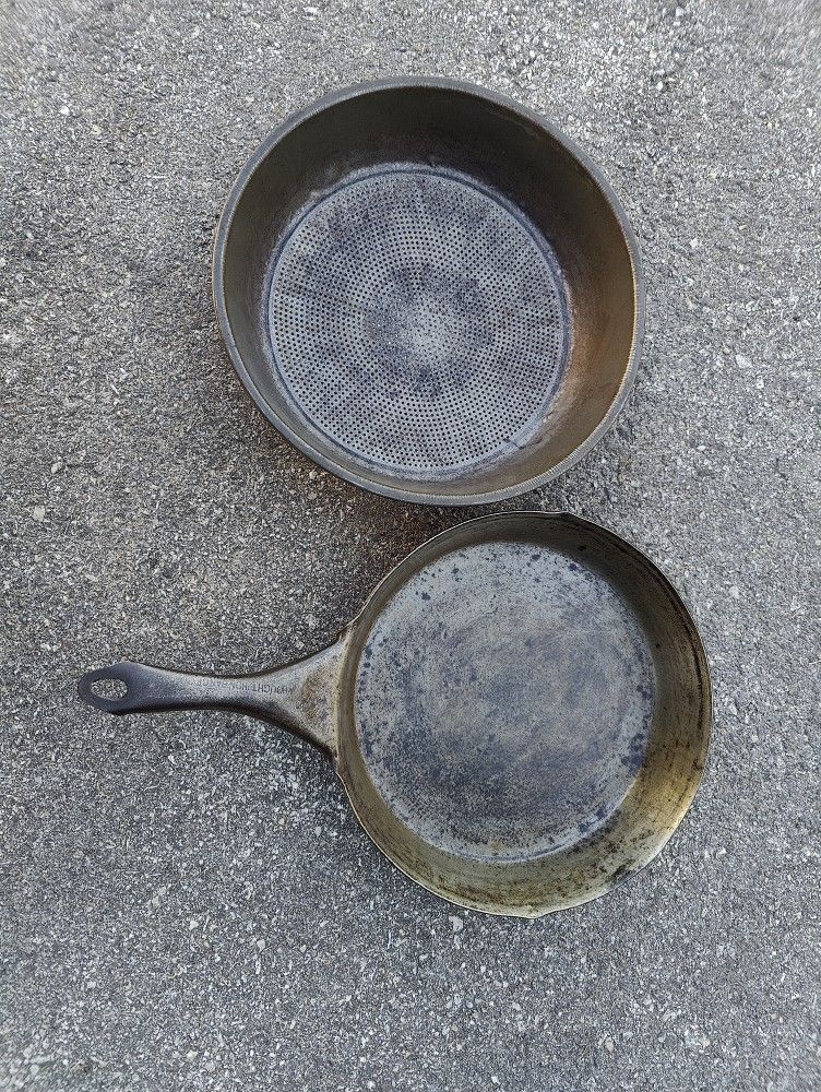 Antique Wrought Iron Co. Skillet And Strainer 