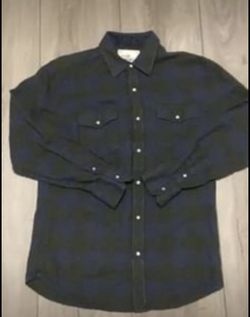 Vintage Age Of Wisdom Blue & Gray Lumberjack Plaid Flannel - Large