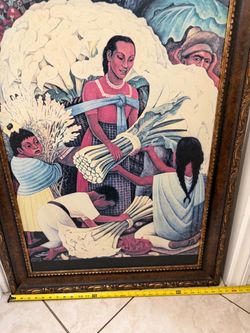“Flower Vendor”  Art Print – Ornate Frame – 32” x 41”
