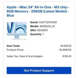 Apple - iMac 24" All-in-One - M3 chip - 8GB Memory 10 core - 256GB (Latest Model