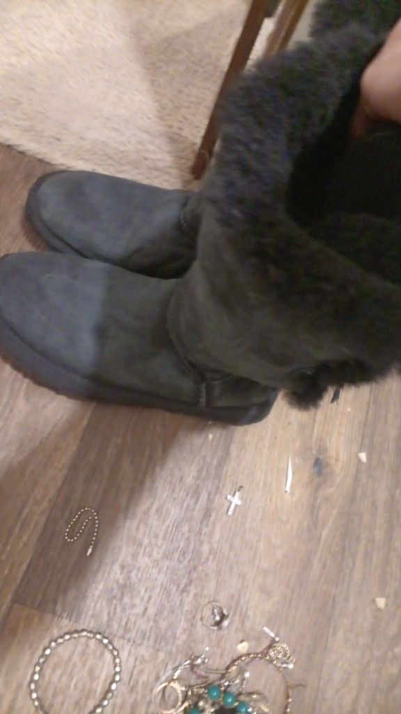 Woman's Uggs Size 7 One Black Pair And Gold Pair