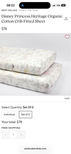 Disney Princess pottery barn crib sheets