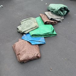 Assorted Sizes Poly Tarps, Selling Lot