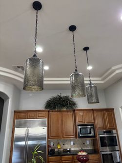 Mercury Glass Cylinder Pendant Lights Set of 4