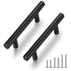30 Pack 5" Matte Black Cabinet Pulls, Hollow (3" Center Hole) Stainless Steel Drawer Handles