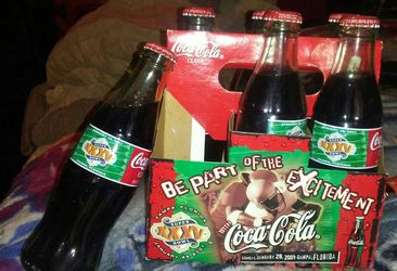 Full 6 pack of glass Coke bottles from Superbowl 35 in 2001 in Tampa, Fl.