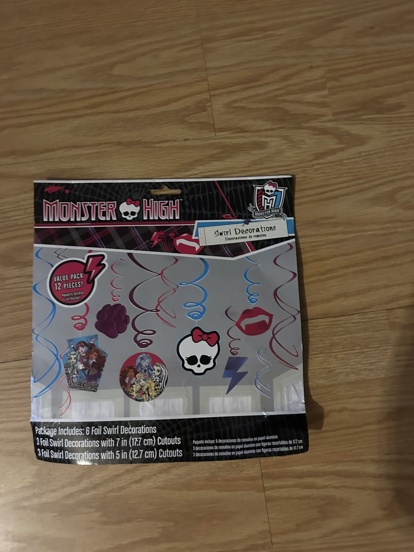 Monster High Party Swirl Decorations 6 Foil Swirl Decorations Cutouts