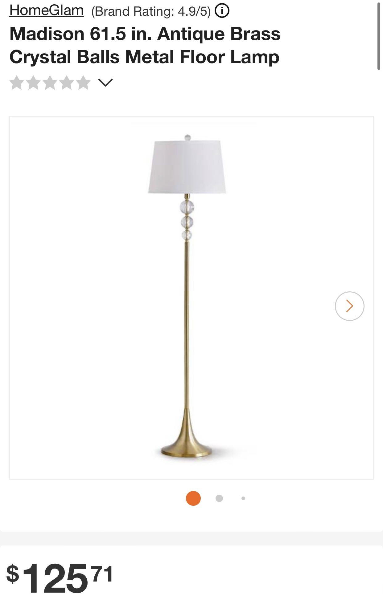 HomeGlam Madison 61.5 in. Antique Brass Crystal Balls Metal Floor Lamp