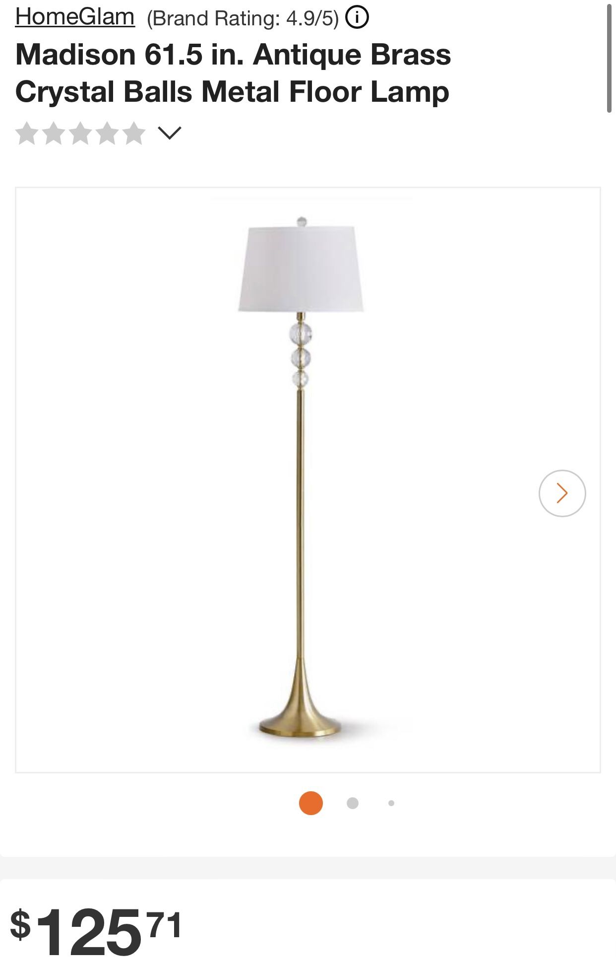 HomeGlam Madison 61.5 in. Antique Brass Crystal Balls Metal Floor Lamp 