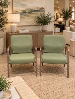 Green Modern Accent / Arm Chairs Set of 2 [FREE Delivery]