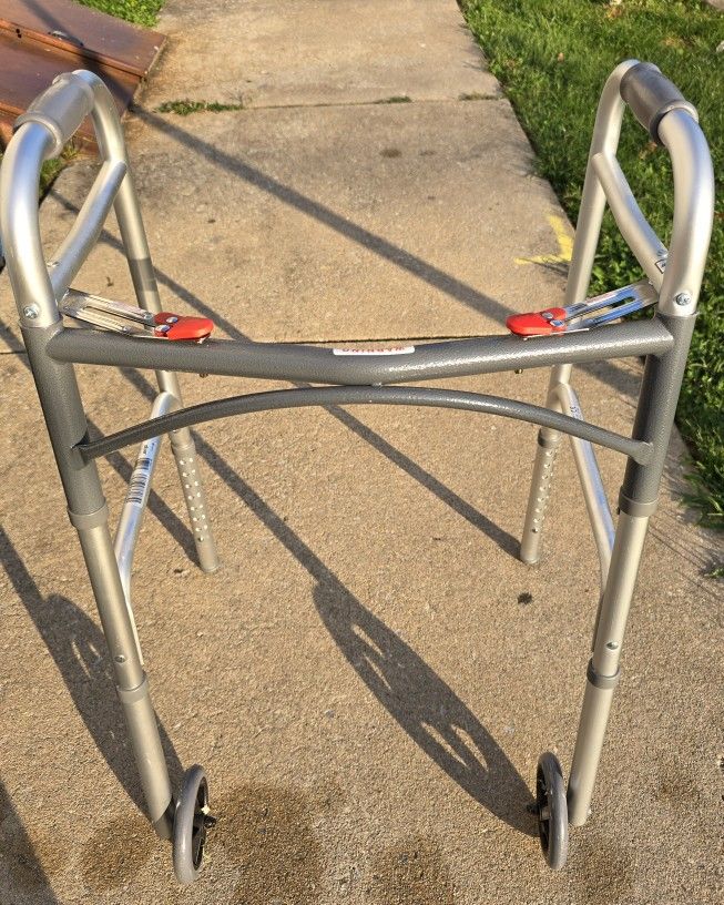 Drive Deluxe Folding Two-Button Walker with 5" Wheels