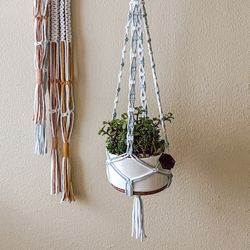 Handmade Macrame Plant Hangers Set Of 4 Boho Home Decor Planter Floating Shelf