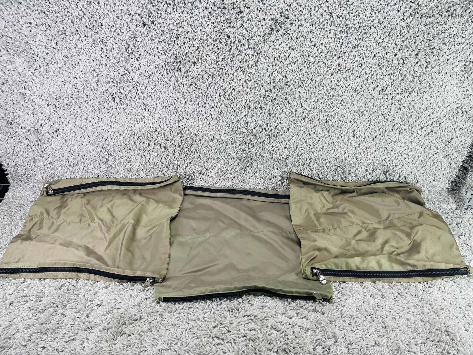 Zippered Bag Pouches Organizer 3 Pack Bundle Set Green Luggage Organizer 14"