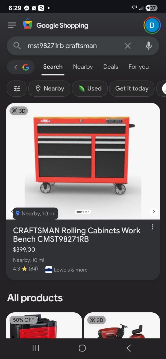 Craftman Rolling Cabinets Work Bench Table
