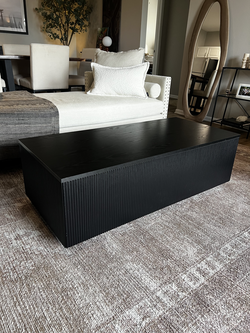 Modern Black Wood Fluted Coffee Table