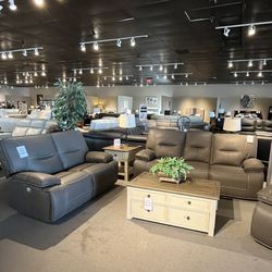 Grey Power Reclining Couch And Loveseat