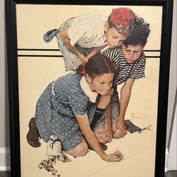 FRAMED ARTAGRAPH OIL PAINTING REPRODUCTION OF “THE MARBLE CHAMPION” BY NORMAN ROCKWELL
