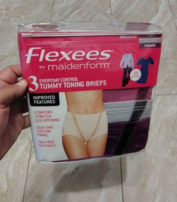 FLEXEES BY MAIDENFORM 3 TUMMY TONING BRIEFS size medium