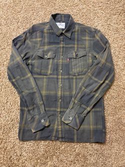 Levi Strauss & Co. Button Down Flannel Shirt Mens Size Small Olive