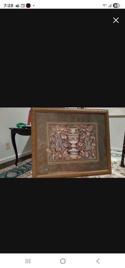 Great Frame with
print behind glass. Approximately 40" by 34".