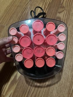 Conair Curls & Waves Hot Rollers 20 Assorted Compact Multi-Size Set. Pink/Black