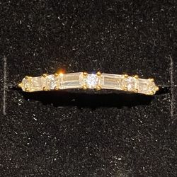 Diamond Gold Band S925 Sz 6,7,8