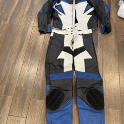 Men leather medium motorbike pants and jacket set