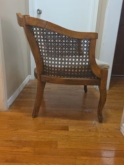 Pair of Vintage French Provincial Cane Back Accent Chairs | Solid Wood