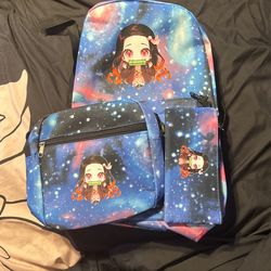 Back To School Sale! Galaxy Nezuko, Three-Piece Backpack Set