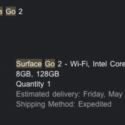 Surface Go 2 - Wi-Fi, Intel Core M3, 8GB, 128GB
