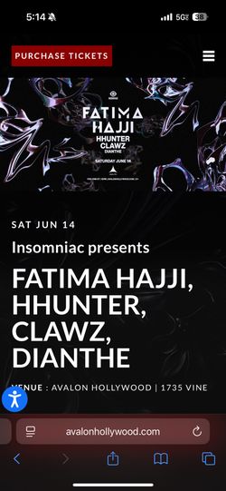 Fatima hajji Avalon 2 Tickets