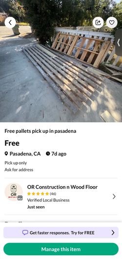 Free pallets pick up in Pasadena
