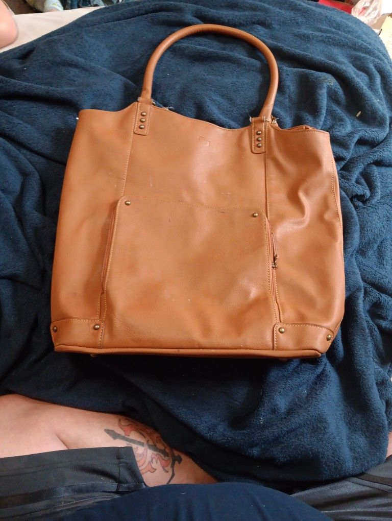 SOLO Leather 17" Laptop Bucket Tote brown leopard Women's Business Bag shoulder