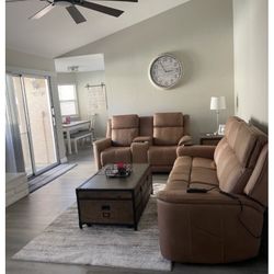 Reclining Sofa & Console Loveseat Set with Massage