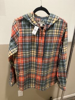 L.L.Bean Women's Scotch Plaid Flannel Shirt, Relaxed Zip Hoodie