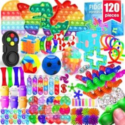 Fidget Toys, 120 Pack Fidgets Set Stocking Stuffers for Kids Party Favors Autism Sensory Toy Bulk Adults Kids Boys Girls Teens Stress Autistic ADHD An