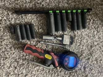 Grey Pneumatic Impact Socket, Tire Gauge Etc 