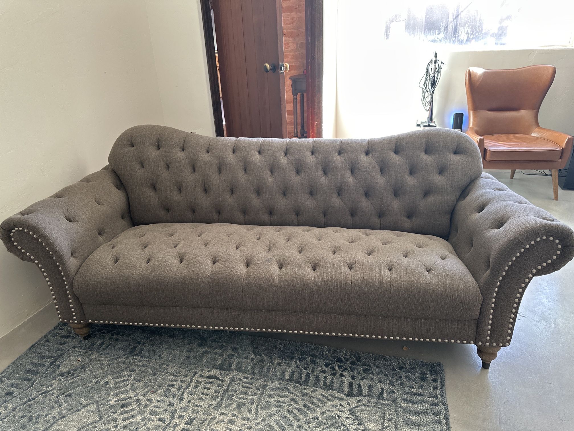 Tufted Sofa – Small Leg Repair Needed – Cheap!
