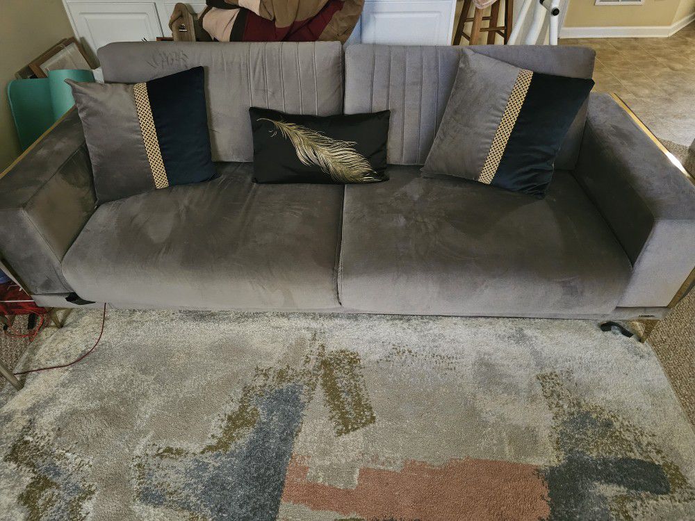Bellona Sleeper Sofa- Grey With Gold Accents $700 OBO 