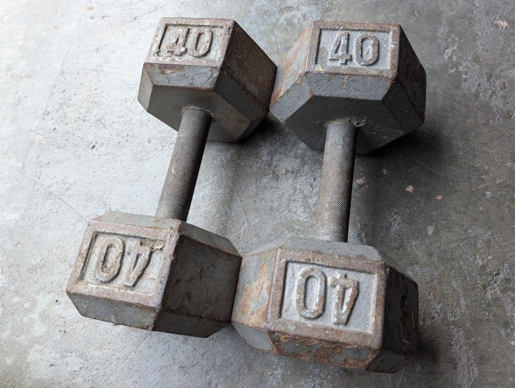 40 lbs Pair of Iron Dumbbells