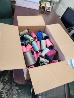 Box Of Used Sewing Thread (Mixed Colors)